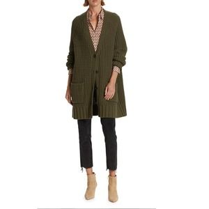 Nili Lotan Arlo Cashmere Cardigan w/ Pockets in Army Green Size XS